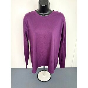 VTG L.L. Bean T-Shirt Womens XL Regular Purple Long Sleeve Crewneck Cotton Blend